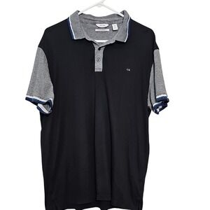 Calvin Klein Mens XL Black Slim Fit Polo Shirt